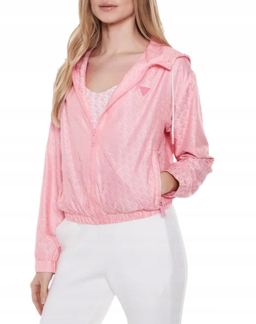 Guess Růžová Bunda S Kapucí A Monogramem A Šňůrkami XL 2CB