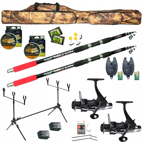 Kaprový set 2x kaprový prut teleskop 3,6 m 2x naviják Rod Pod Z52