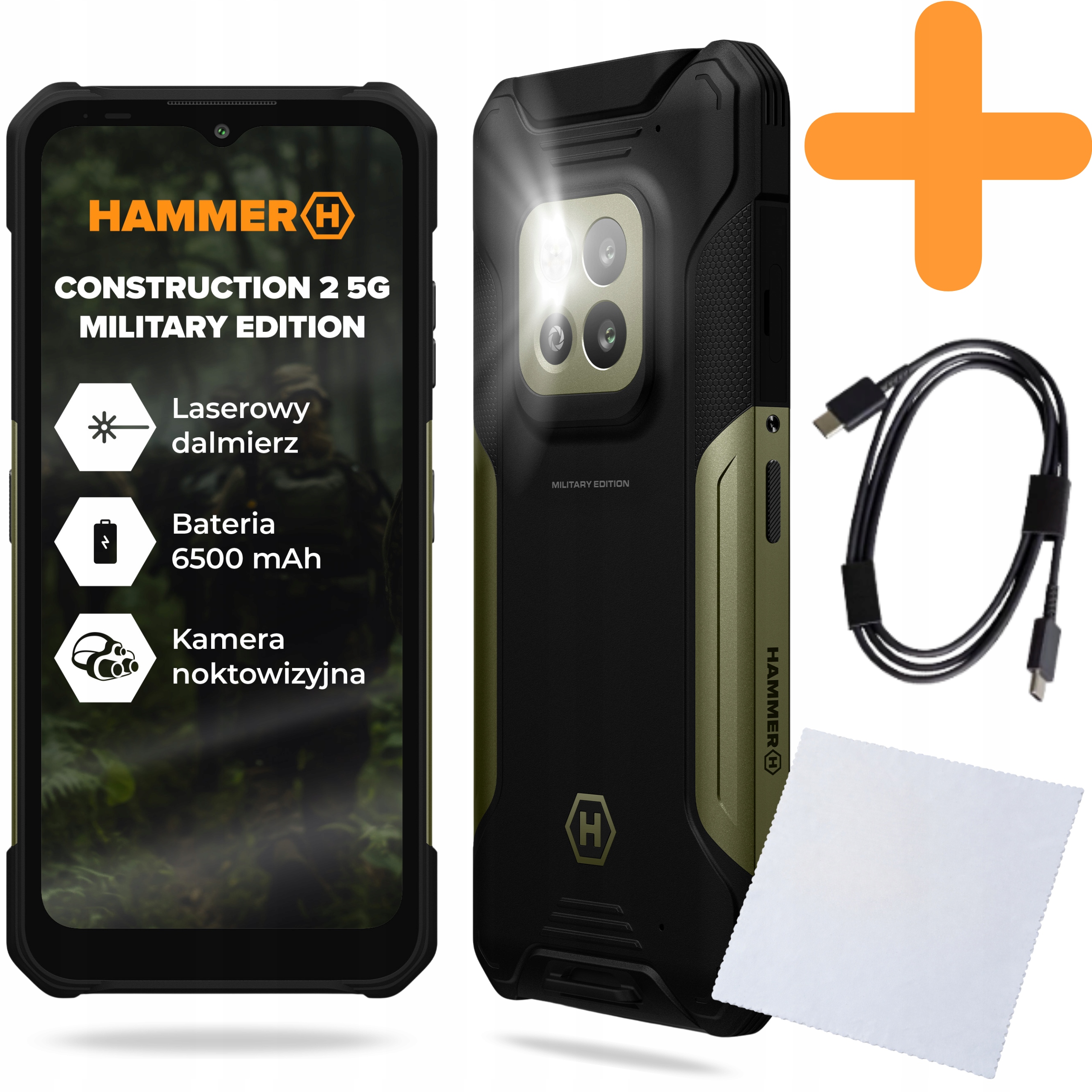 Smartphone Hammer Construction 2 5G 6/128 Gb Me Pancéřový Hadřík Sada