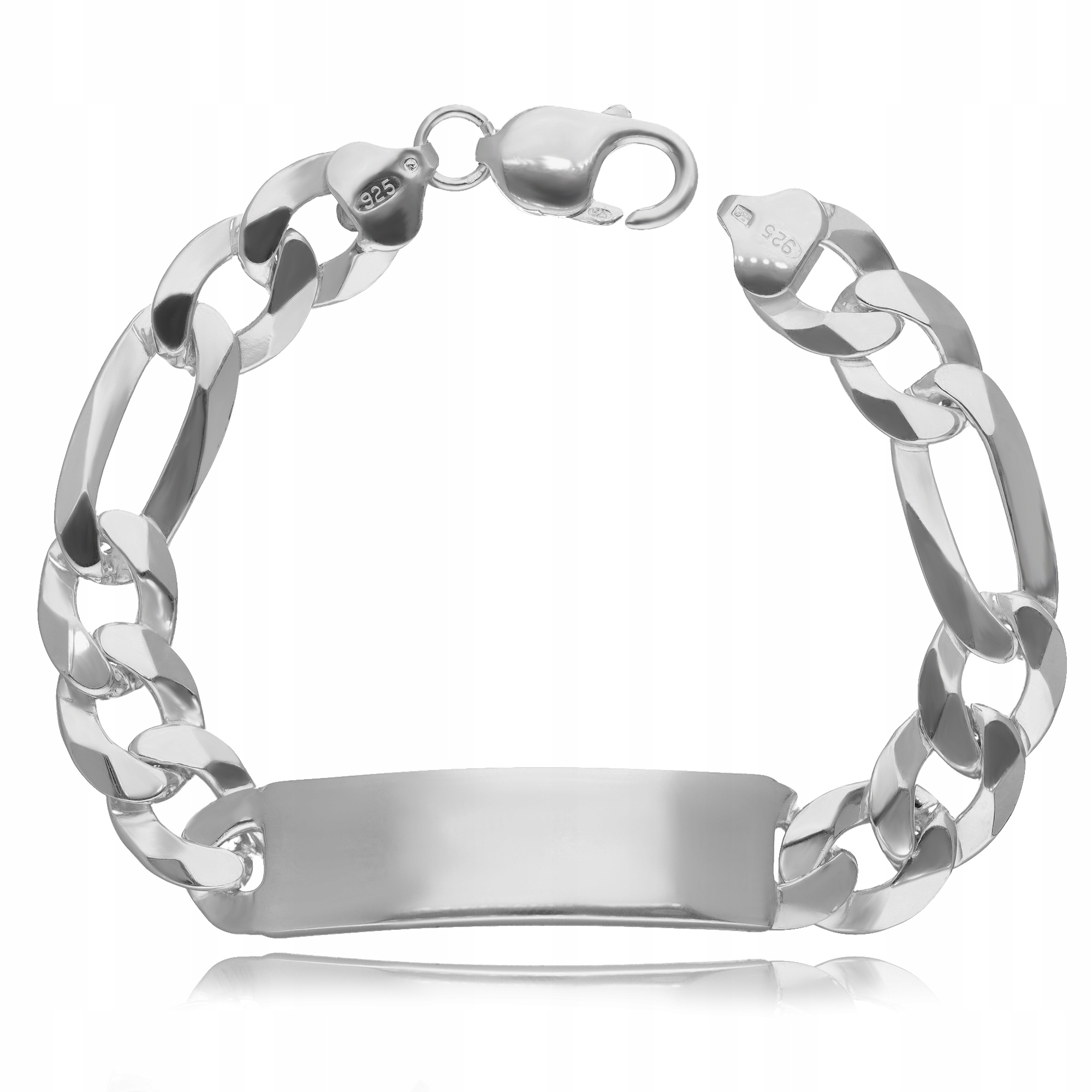 Stříbrný Pánský Náramek Figaro S Plechem 22 cm