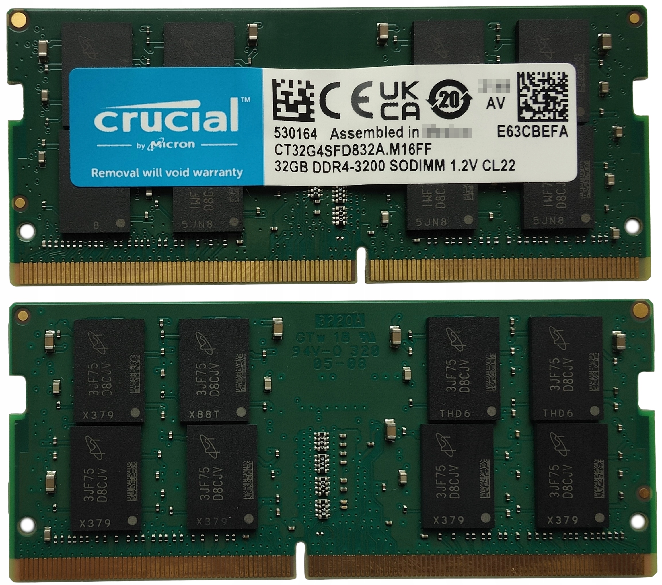 (n) 32GB 1*32GB Crucial DDR4 3200MHz 1,2V CT32G4SFD832A.M16FF