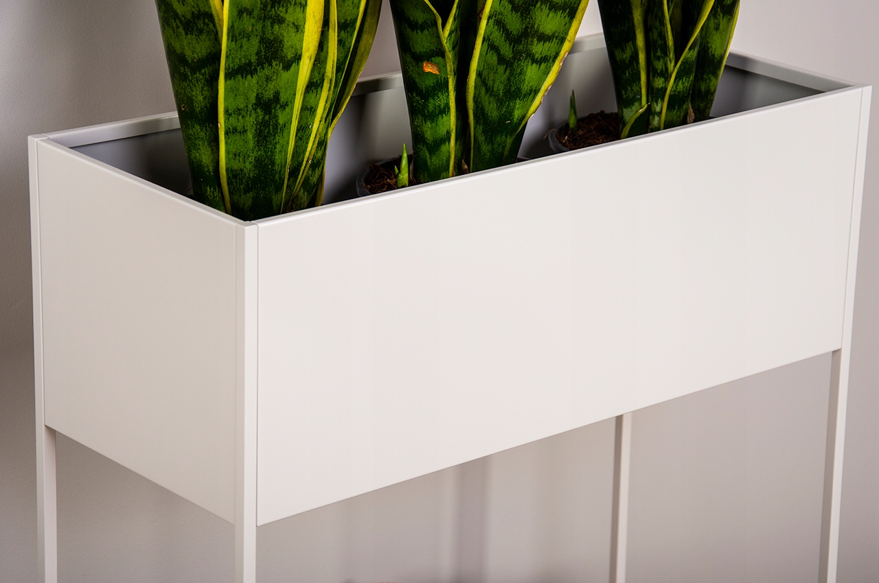 DONICA METALOWA PROSTOKĄTNA RODOS, 35cm BIAŁA Wysokość produktu 35 cm