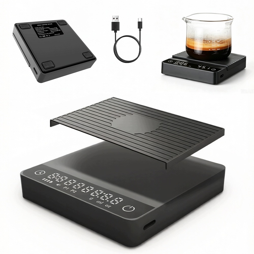 Váha na kávu Espresso 0.1 g Časovač Usb-c Přesná kuchyňská klenotnická váha 2 kg