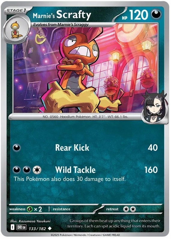Karta Pokemon Marnie's Scrafty Dri 133/182 Destined Rivals