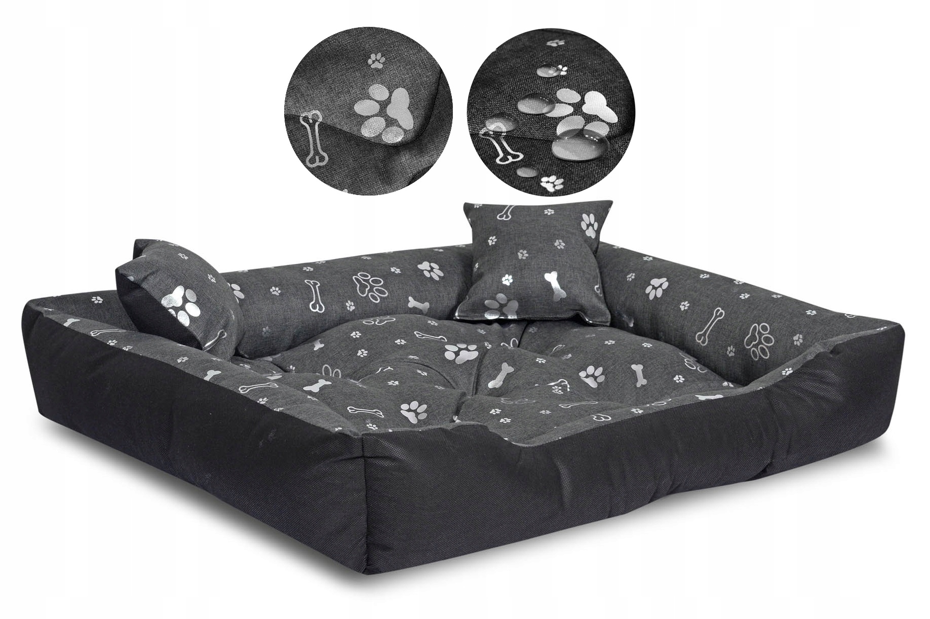 Levně pelíšek pro psa kotec 130x105 cm voděodolné kosti stříbrné