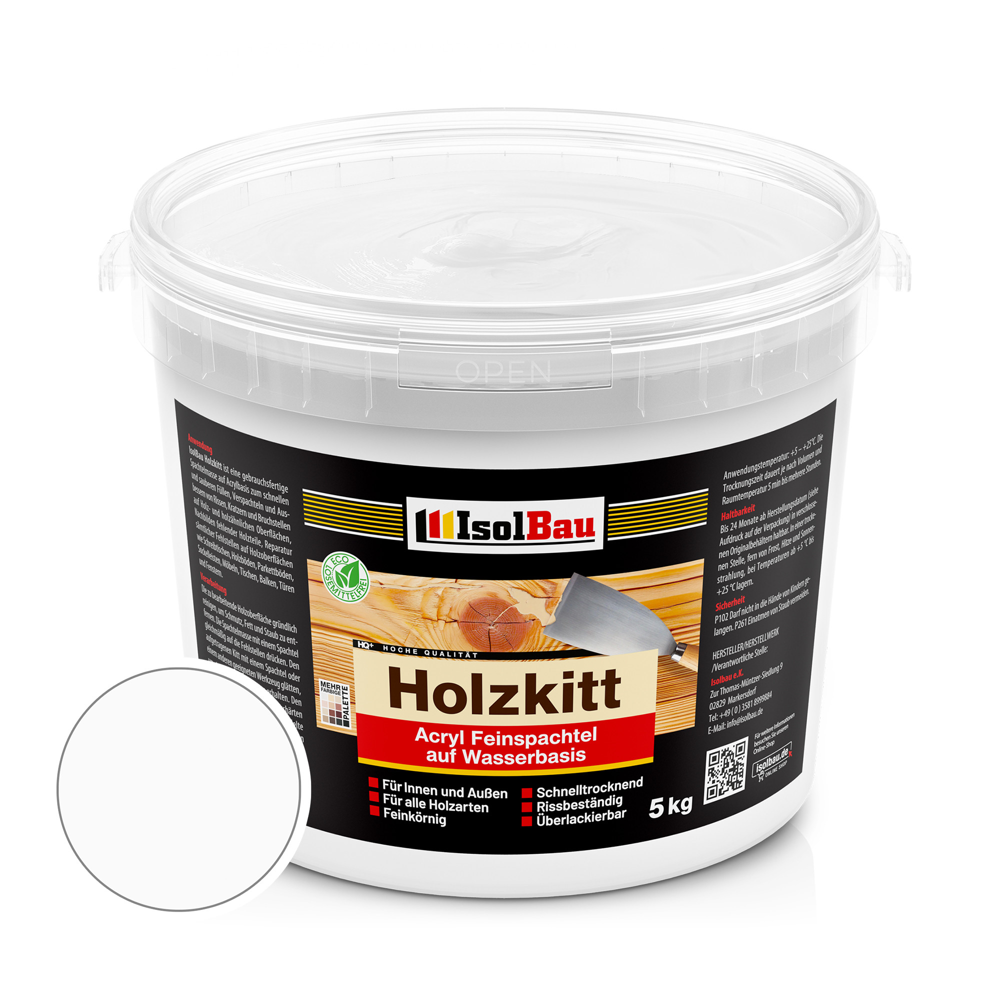 Špachtle na dřevo 5 kg bílá, bez zápachu, plnící pasta IsolBau