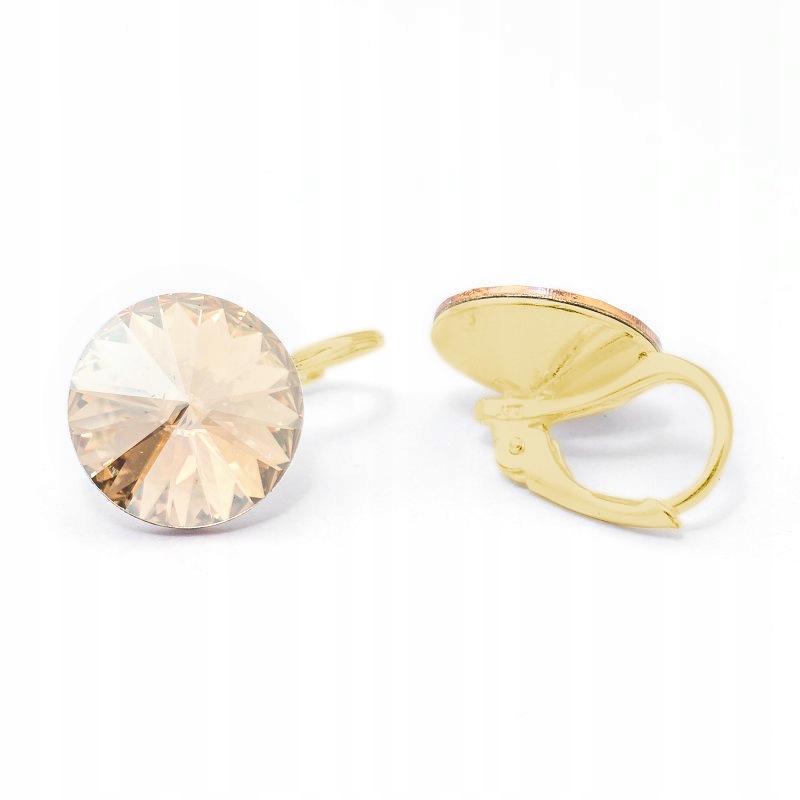 Náušnice pozlacené stříbro 925 s krystalem Swarovski Rivoli 12 mm Golden Shadow