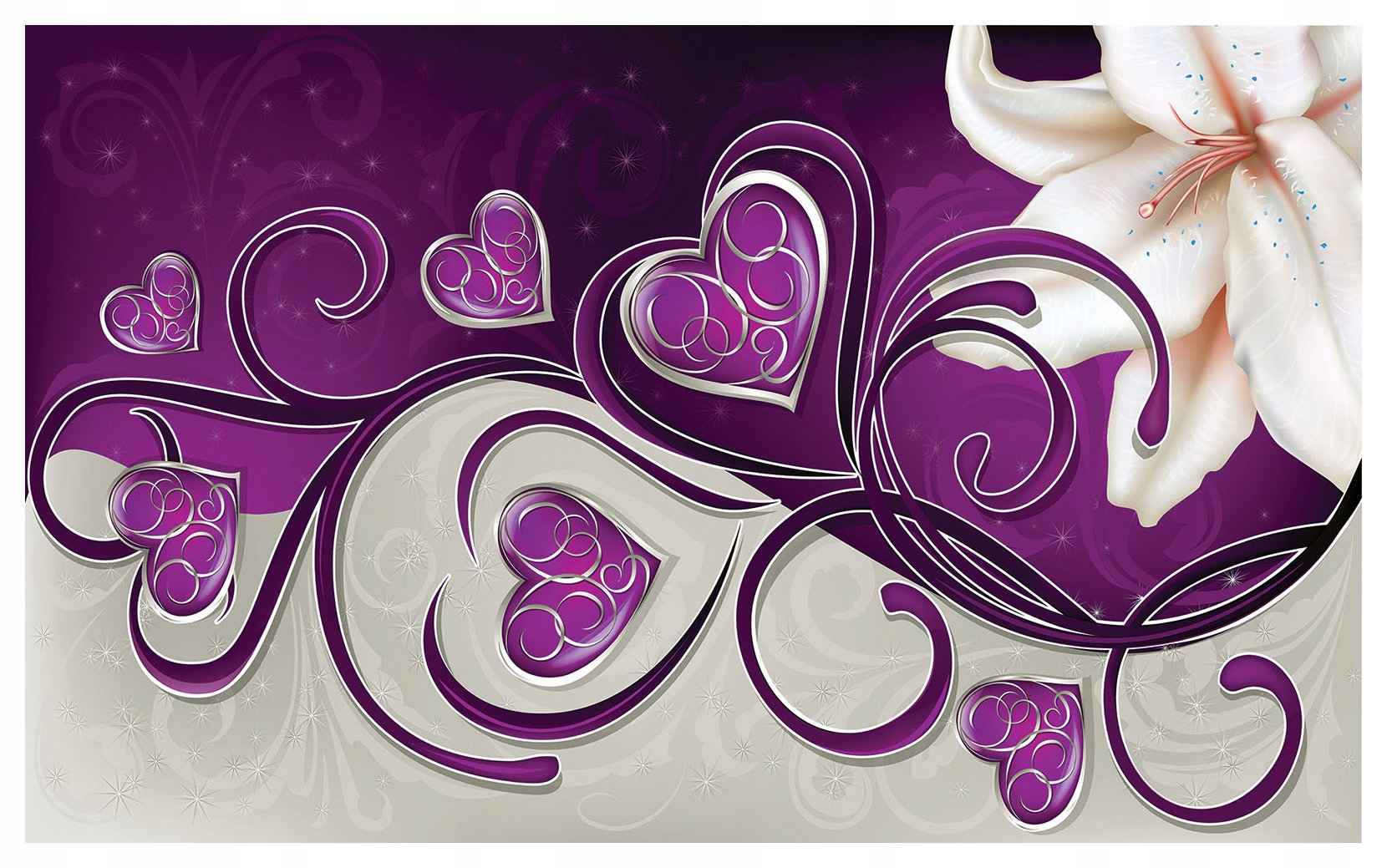 Fototapeta Lilie fialové s bílým akcentem lásky 300x210 lepidlo