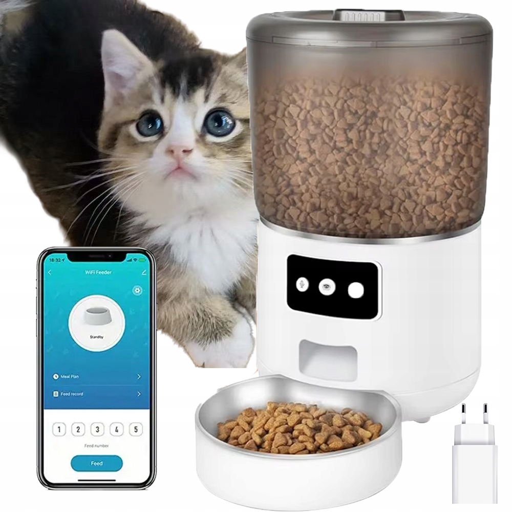 Zásobník Na Krmivo Pro Zvířata Automat Dávkovač Krmiva Pro Kočky 4 L