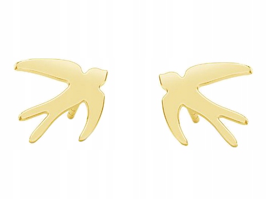 

Jaskółki srebrne pozłacane kolczyki Ptaki srebro