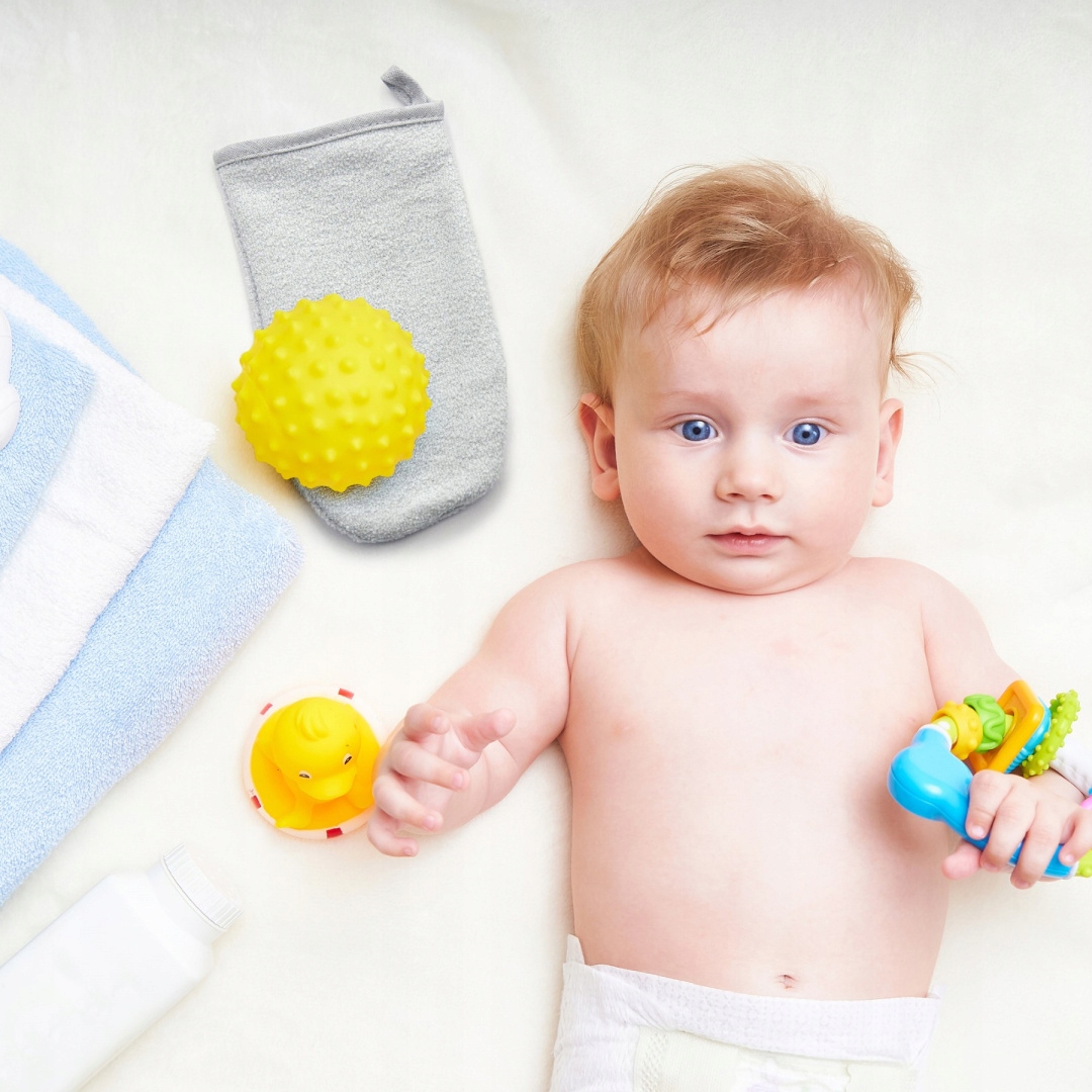 Myjka Akuku Rękawica frotte do mycia niemowląt bawełna 18 x 9,5 cm szara Marka Akuku