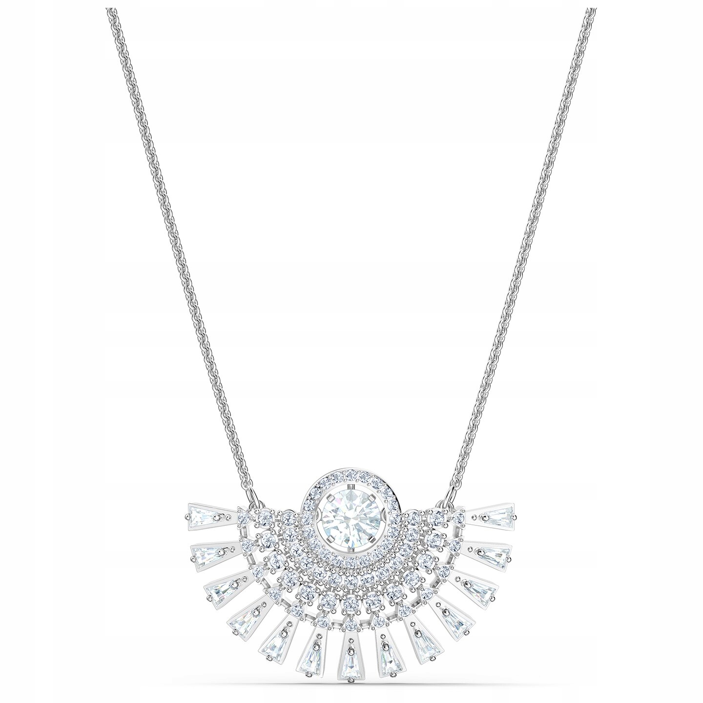 Náhrdelník Swarovski Sparkling Dance Vějíř Bílé krystaly Ocel