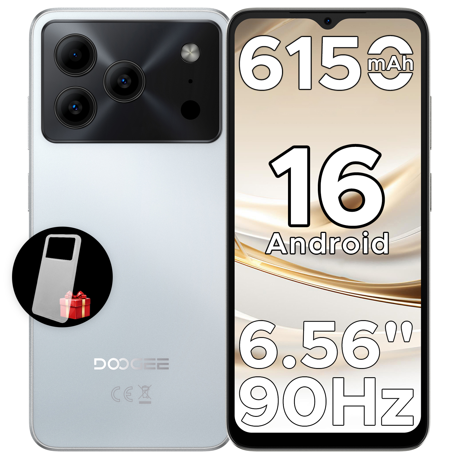 Doogee Smartfon Note56 Android 16, bateria 6150mAh, ekran 6.56" Hd+ 90Hz, 24+64GB/OTG/czarny