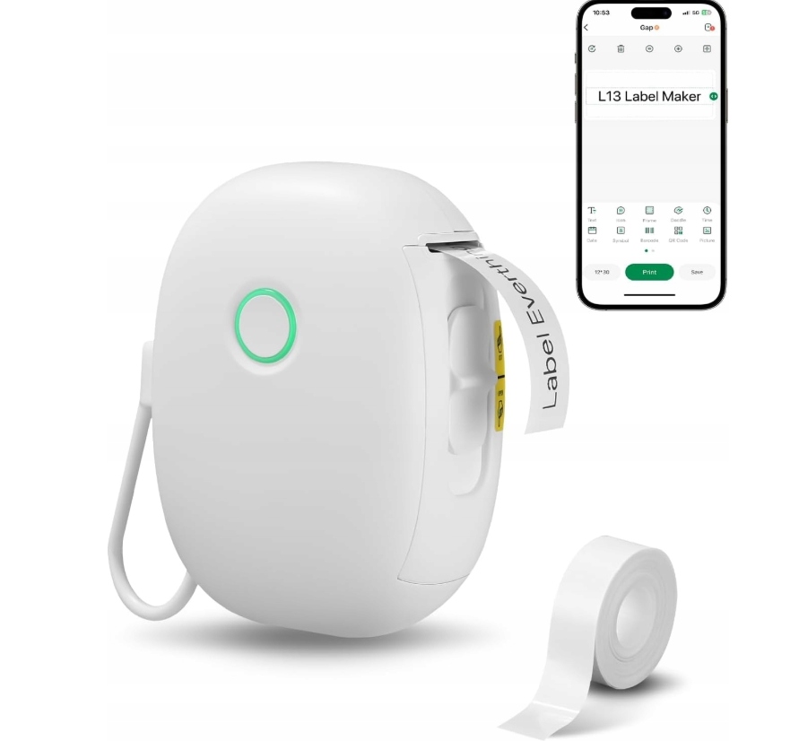 Przenośna samoprzylepna drukarka do etykiet Subosi Bluetooth z 1 rolką