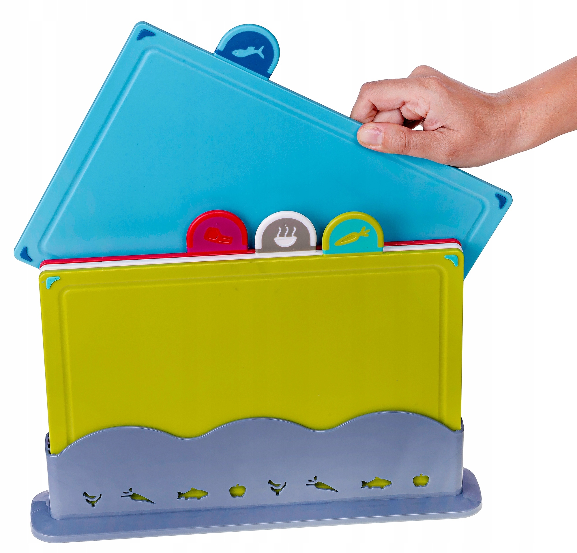 ZESTAW DESEK DO KROJENIA NA STOJAKU 4 X KUCHENNA DESKA 4 KOLORY UNIWERSALNE Marka inna