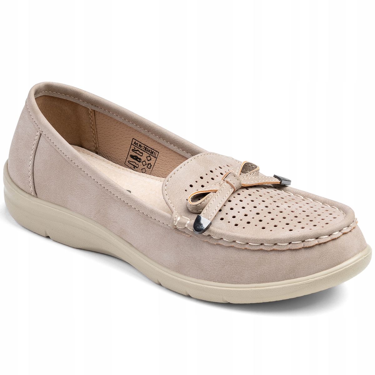 Półbuty mokasyny w.SKÓRA na płaskim obcasie lekkie beżowe ładne Wojtyłko 38