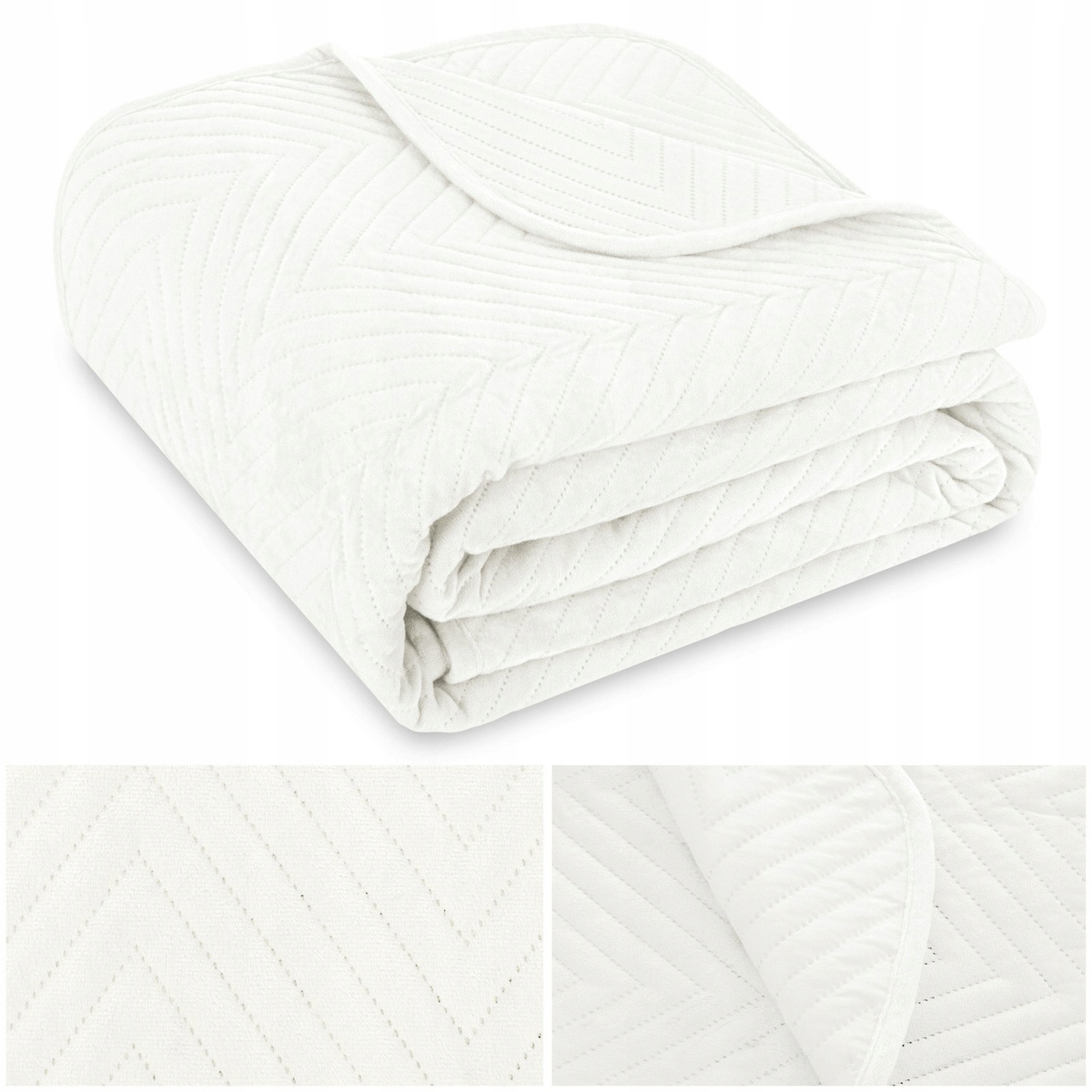 Přikrývka na postel pohovka 170x210 Velurová velvet prošívaná kapa Caden Bílá