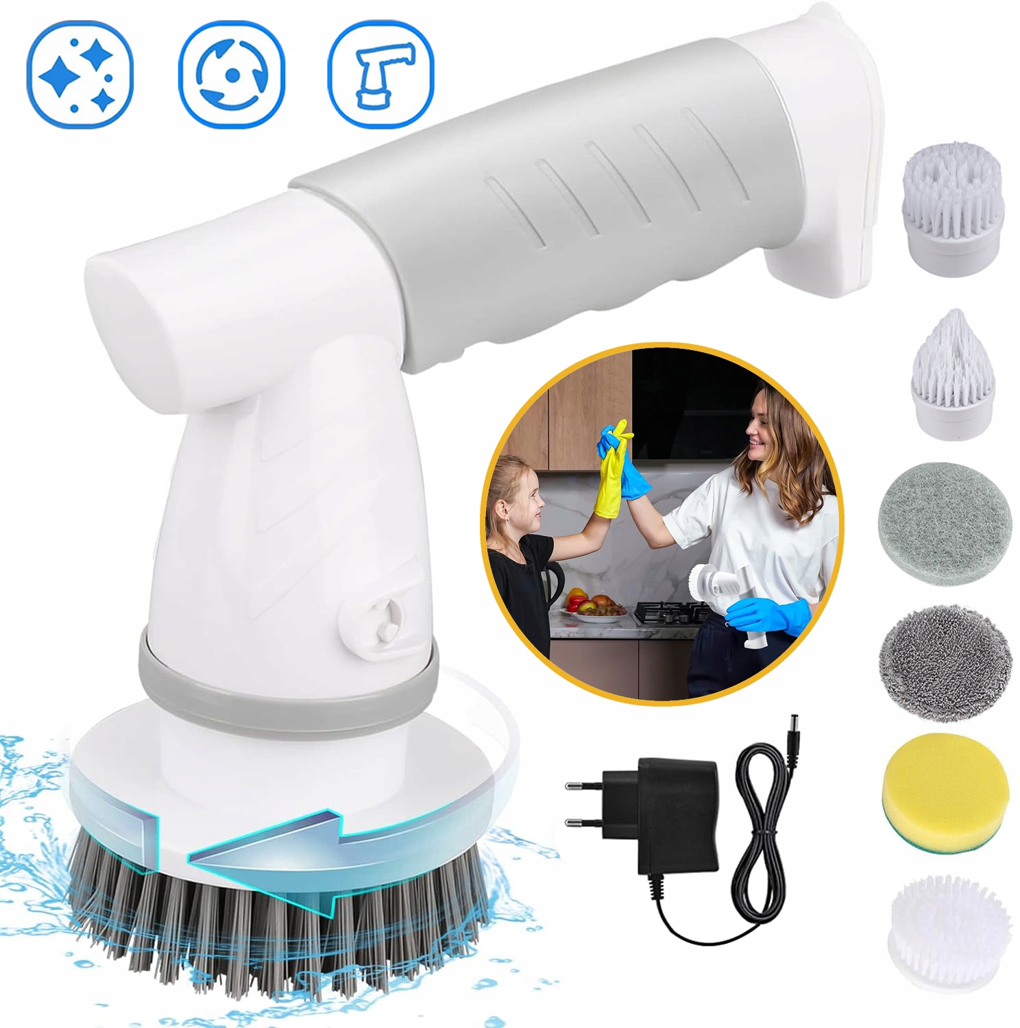 Levně Elektrický Čisticí Kartáč 6 Výměnnými Hlavicemi Do Koupelen