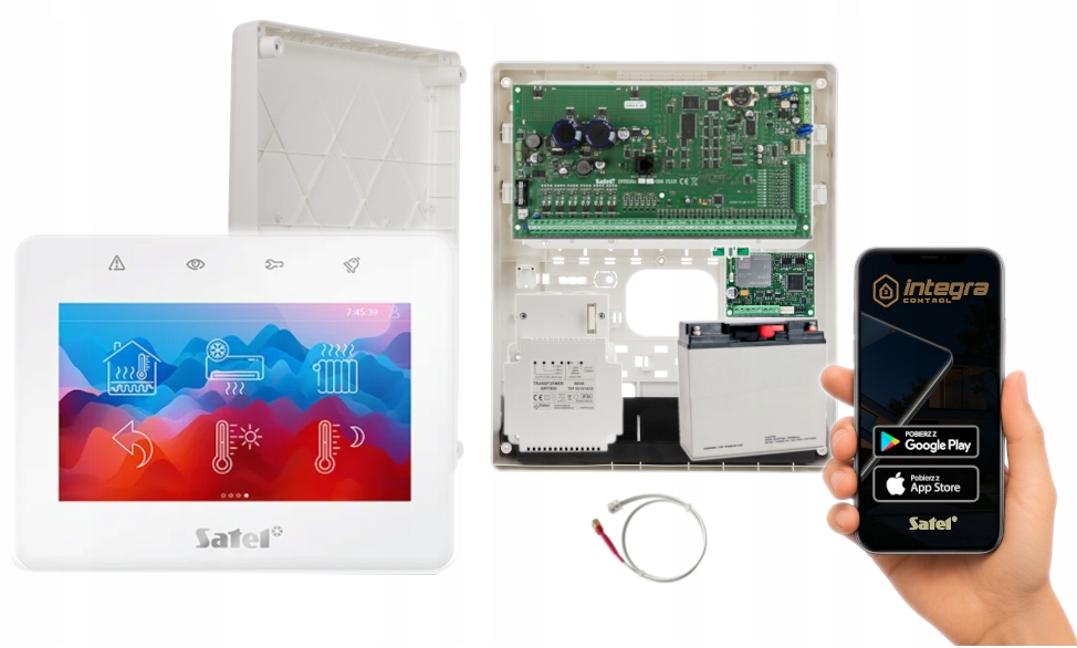 Zestaw Alarmowy Satel Integra 256 Plus App Manipulator Dotyk 4,3" LCD Lte