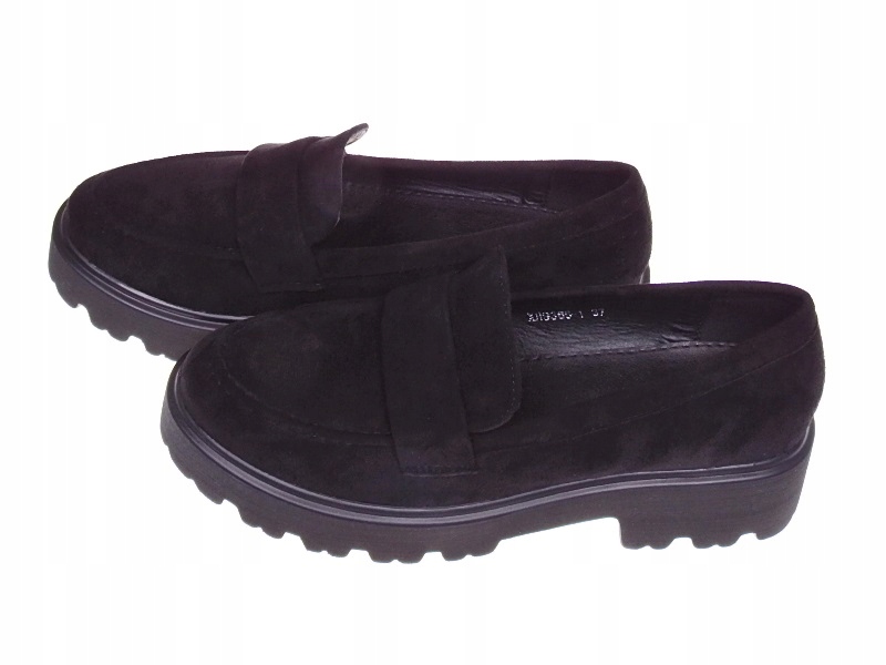 Zamszowe mokasyny półbuty na platformie Black r.37 Kod producenta 9365