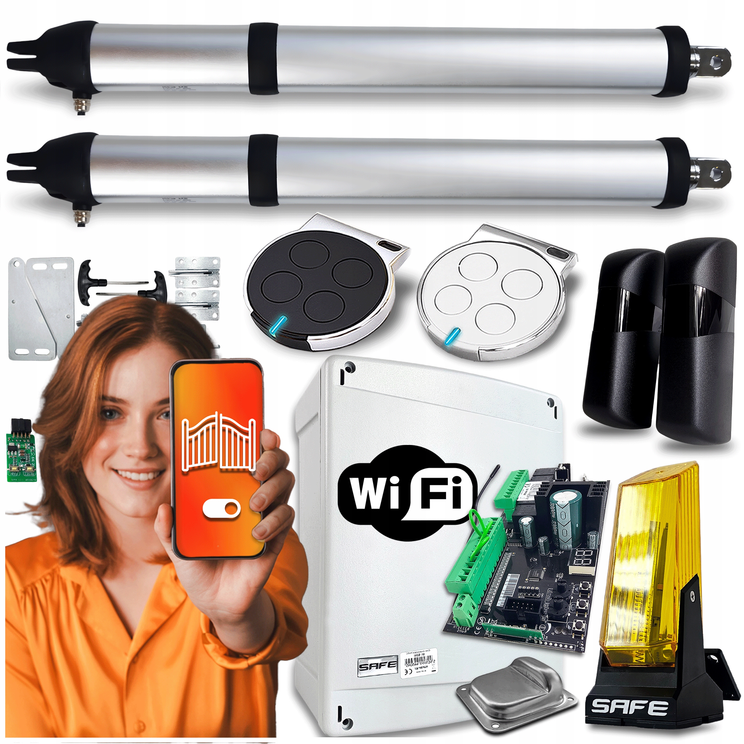 Set Pohon pro Dvoukřídlovou Bránu 8 m Lampa Ovladače Wifi Automat 200 Kg