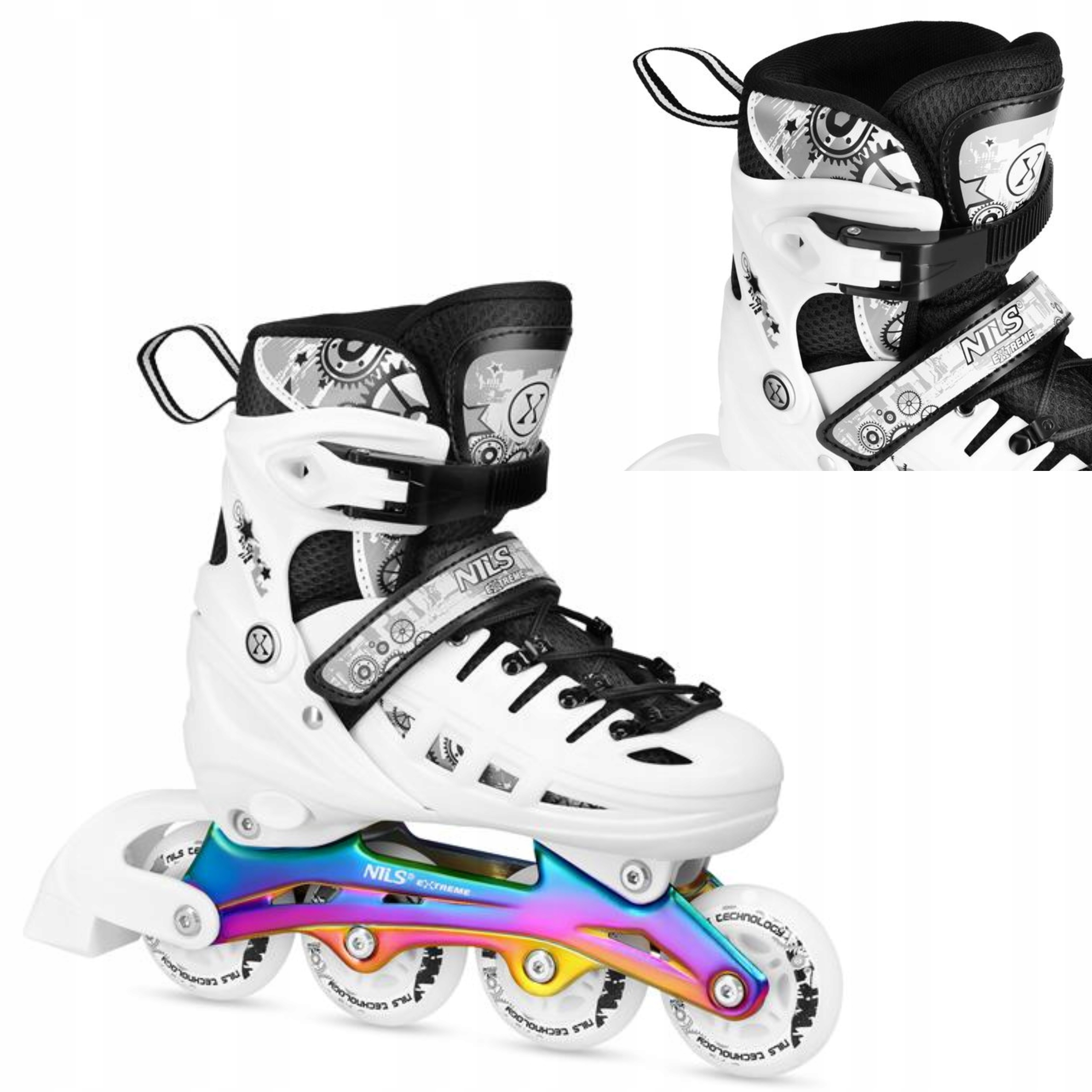 Brusle 2v1 4v1 Led pro děti Rainbow s vyměnitelnou hokejovou tyčí