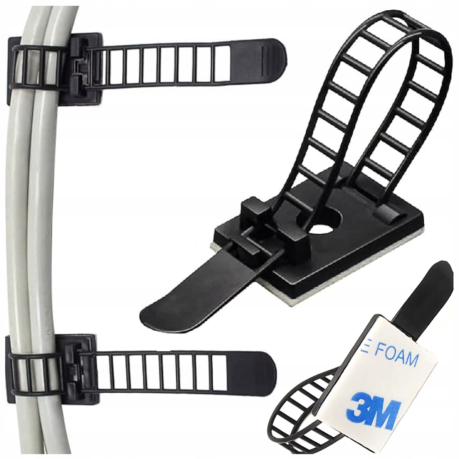 Mocowanie Uchwyt Kabli Peszla Regulowany Samoprzylepny 8 x 95mm 100 Szt