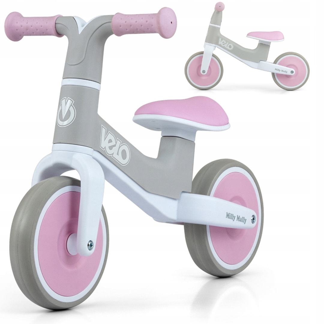 Rowerek Biegowy jeździk dla dzieci lekki koła 7” Velo różowy Milly Mally