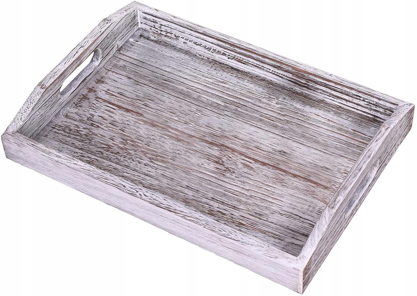 Rustykalne drewniane tace z uchwytem 3 różne Marka inna