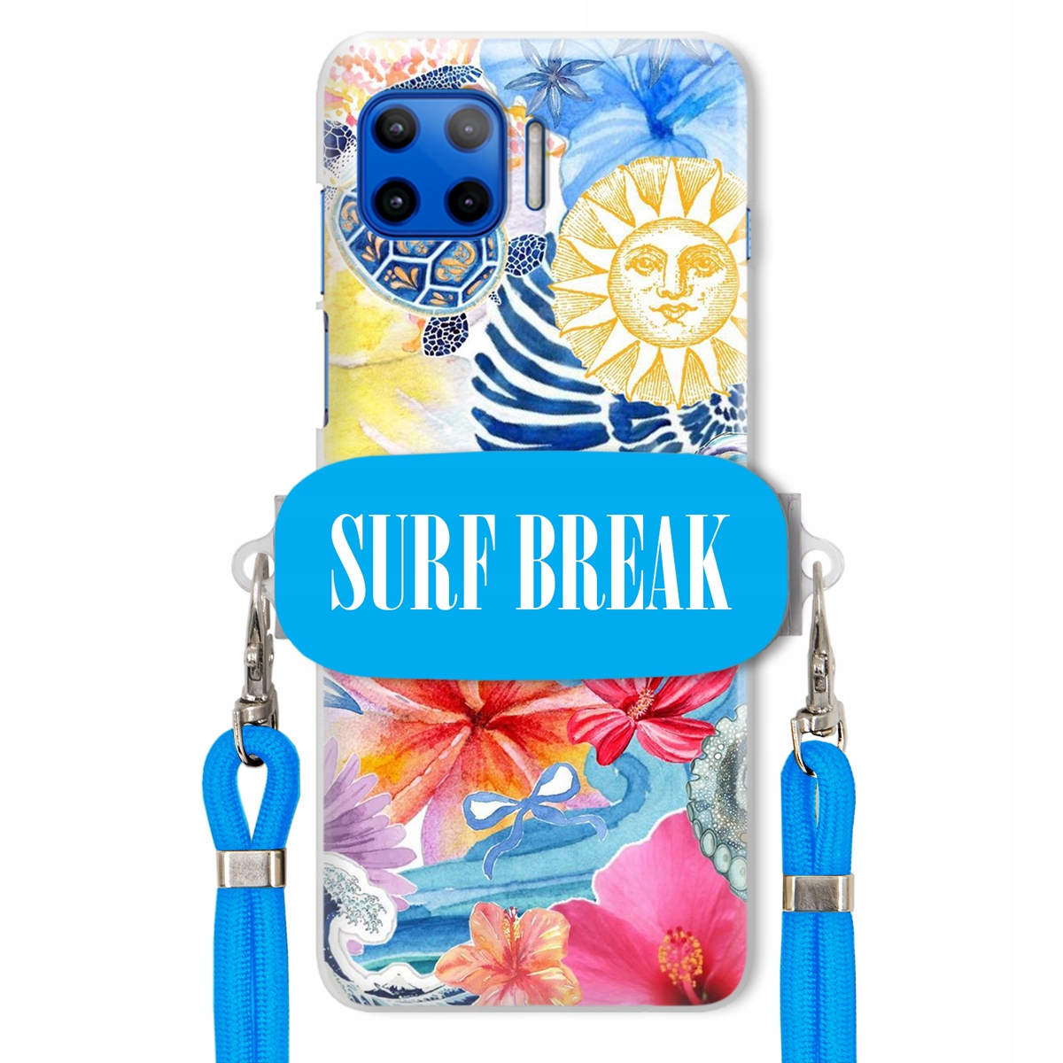 Puzdro pre Motorola G 5G Plus Vodítko Crossbody Blue Držiak Surf Break Prázdninový