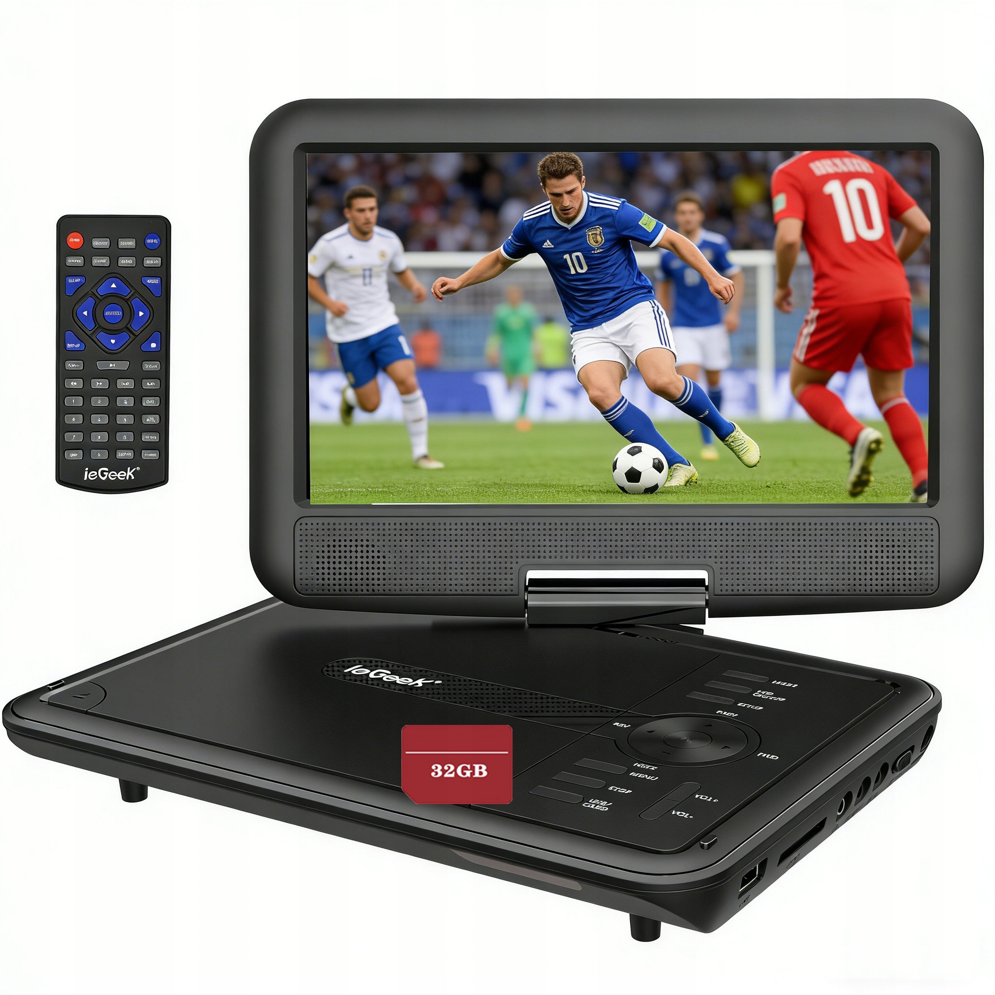 9" Přenosný DVD Přehrávač S Otočnou Obrazovkou, Regiony Zdarma S 32GB Kartou