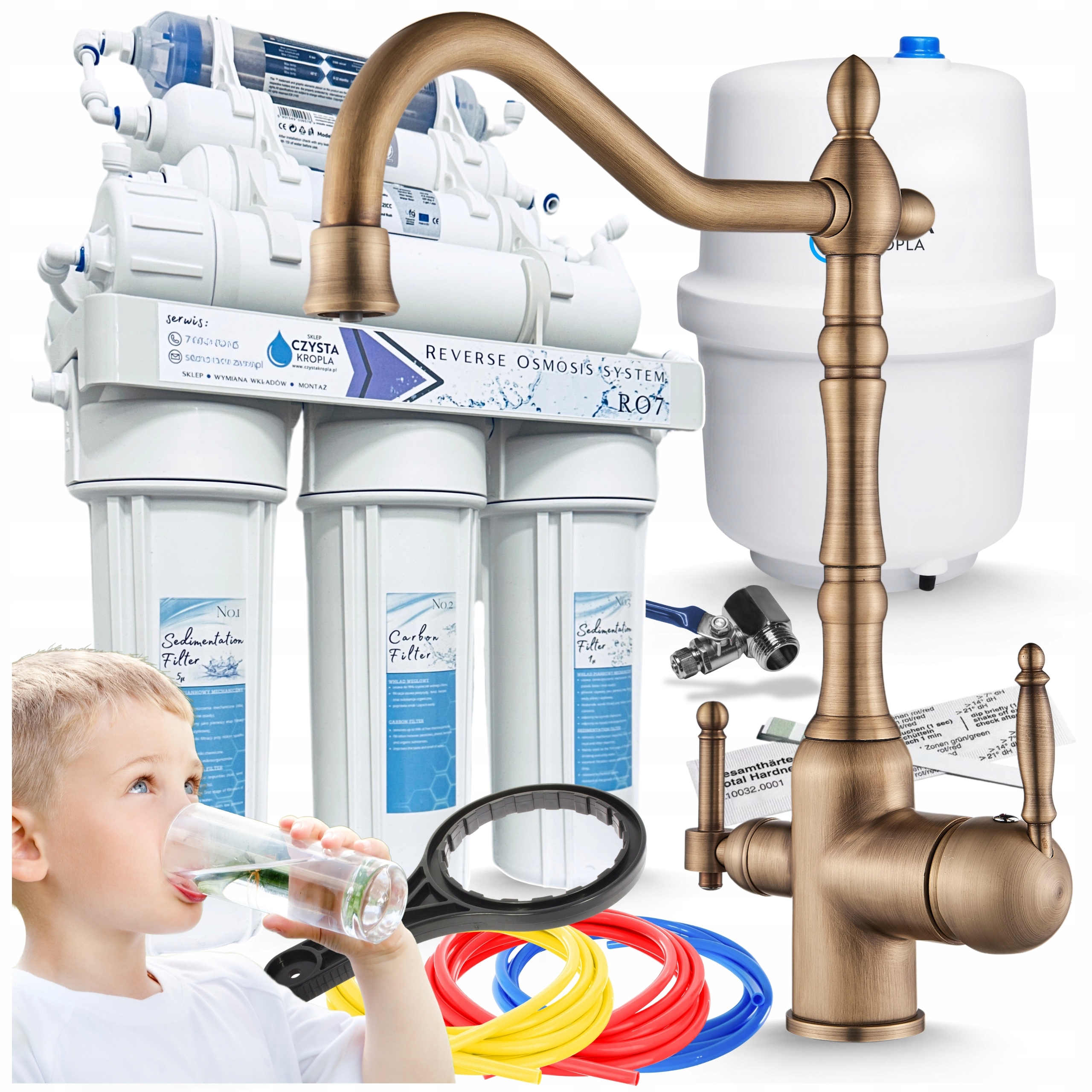 Filtr na vodu Poddřezový systém Filtrování pitné vody Retro baterie