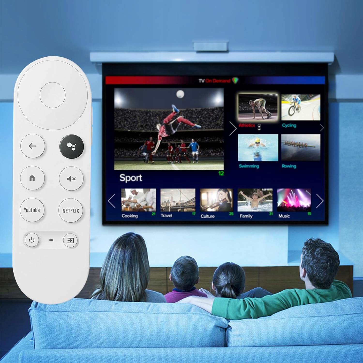 PILOT GOOGLE TV 4K CHROMECAST ASYSTENT GOOGLE YOUTUBE NETFLIX BLUETOOTH Kolor czarny