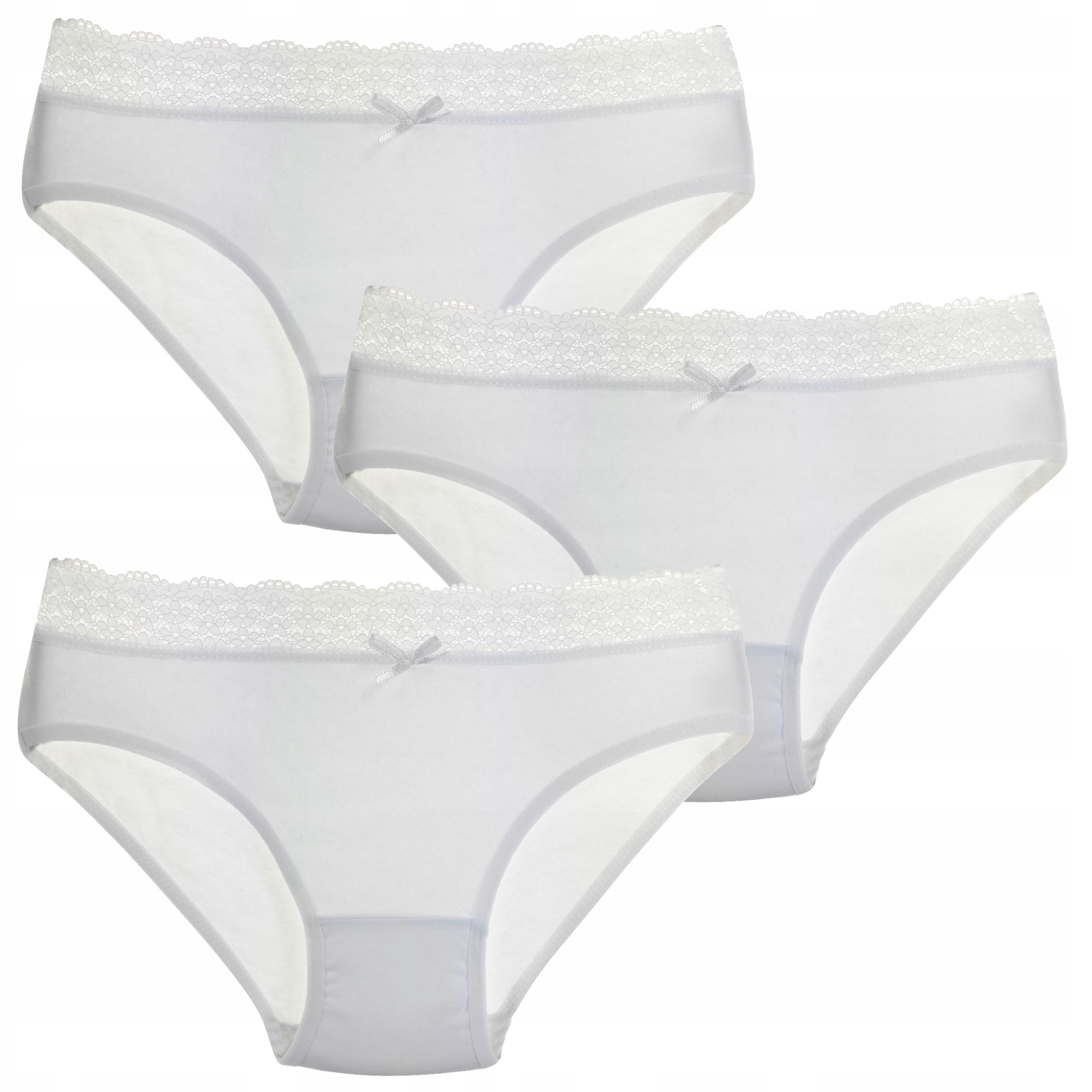 MORAJ 3-pack dievčenské nohavičky detské nohavičky SVÄTÉ PRIJÍMANIE biele čipka 134-140