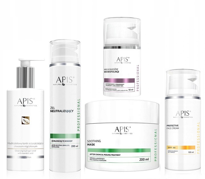 Apis Zestaw Kwas MIX Kwasów 40% Lakto Piro Tonik Neutralizator Maska Spf