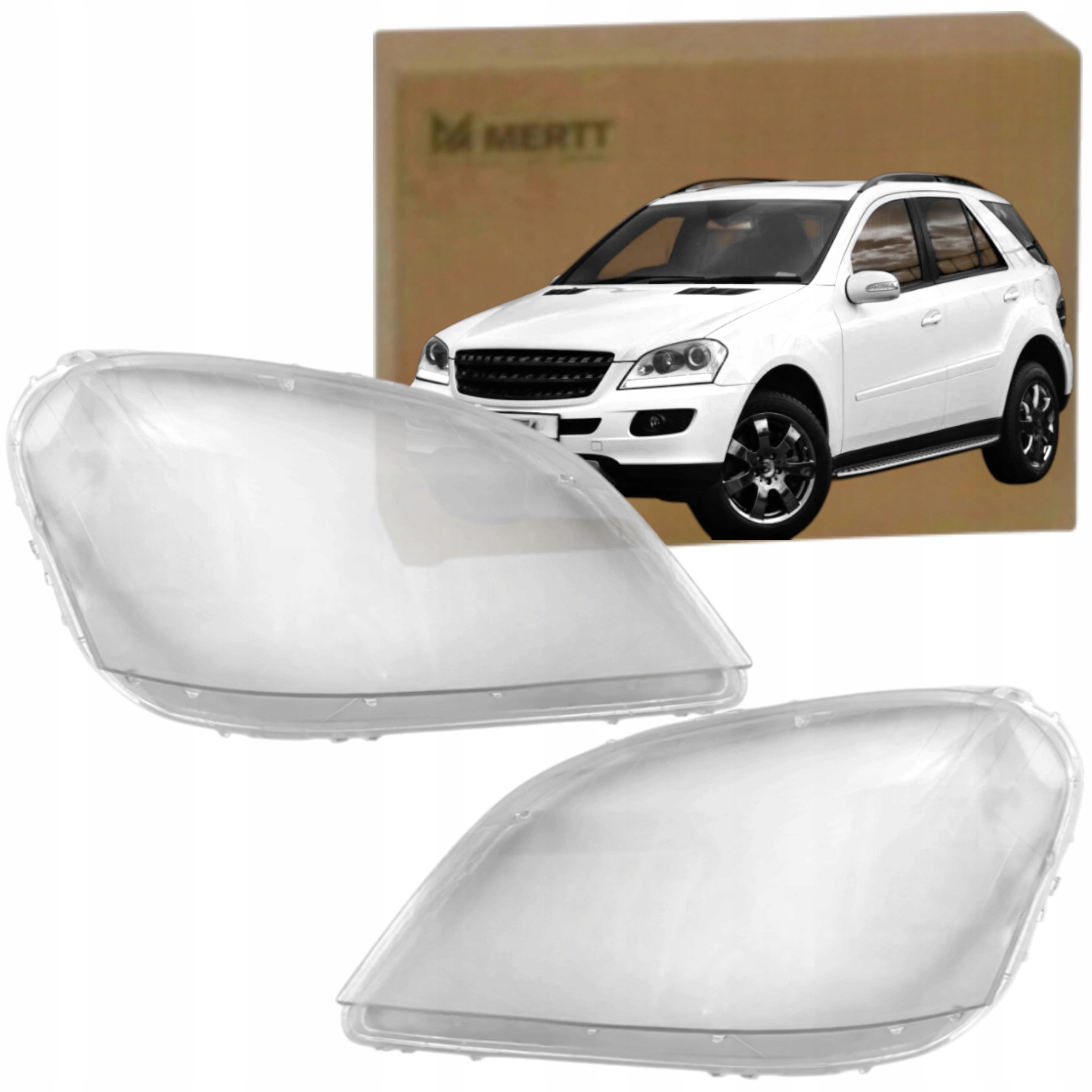 Komplet Krytů Předního Světlometu sklo Mercedes ML W164 2005-2009