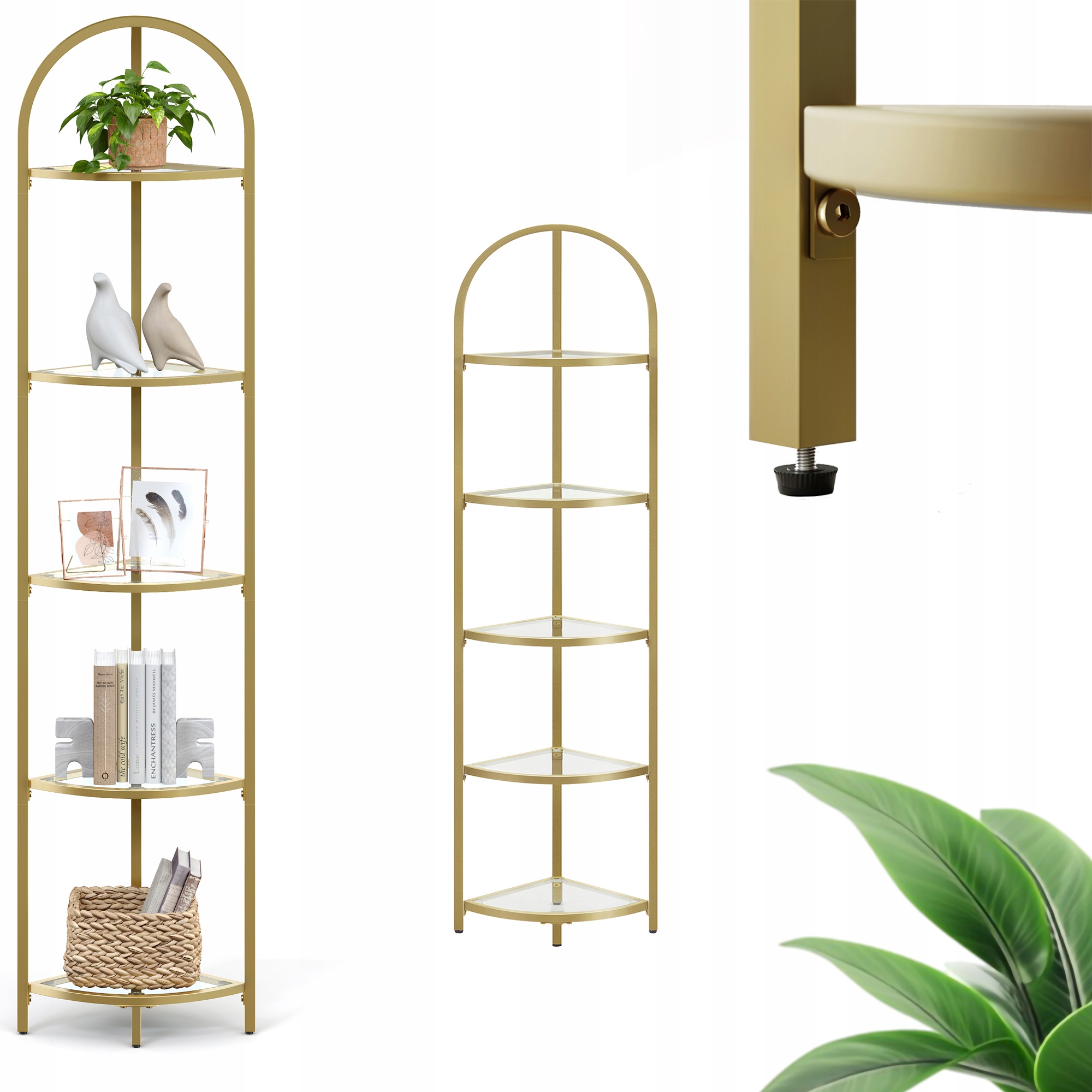 Regał Glamour narożny szkło metal Art Deco