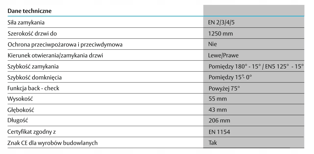 Samozamykacz z blokadą ASSA ABLOY DC140 czarny Typ drzwi jednoskrzydłowe