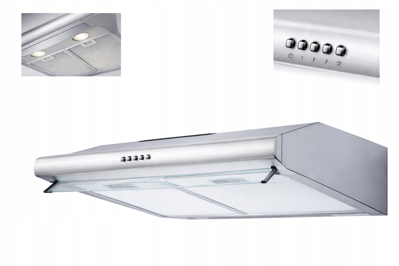 Okap Kuchenny Podszafkowy Inox Led Pochłaniacz 60 Cm Berdsen Be-10-A Inox