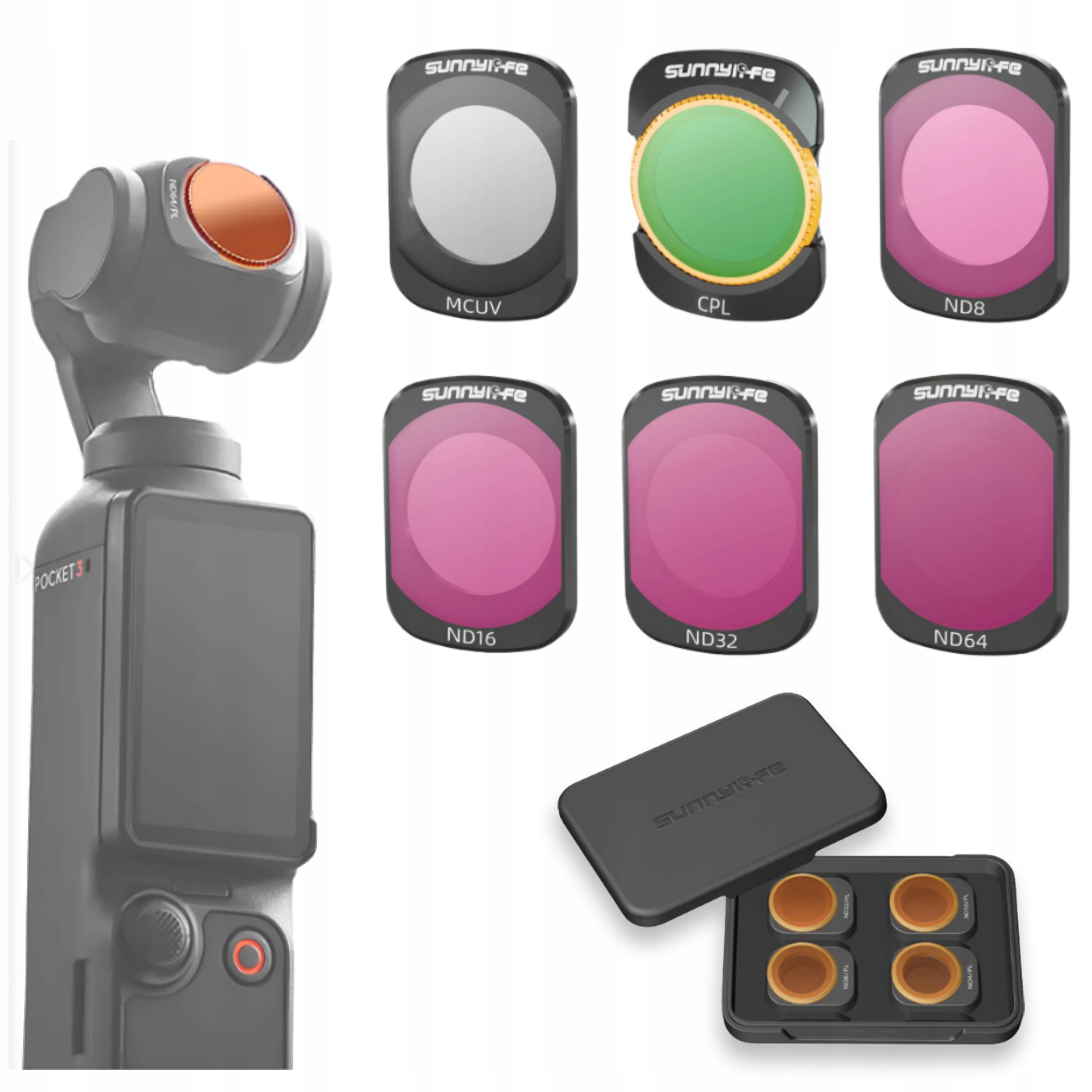 Filtry pro Dji Osmo Pocket 3 Cpl Mcuv ND8 ND16 ND32 ND64 Pouzdro