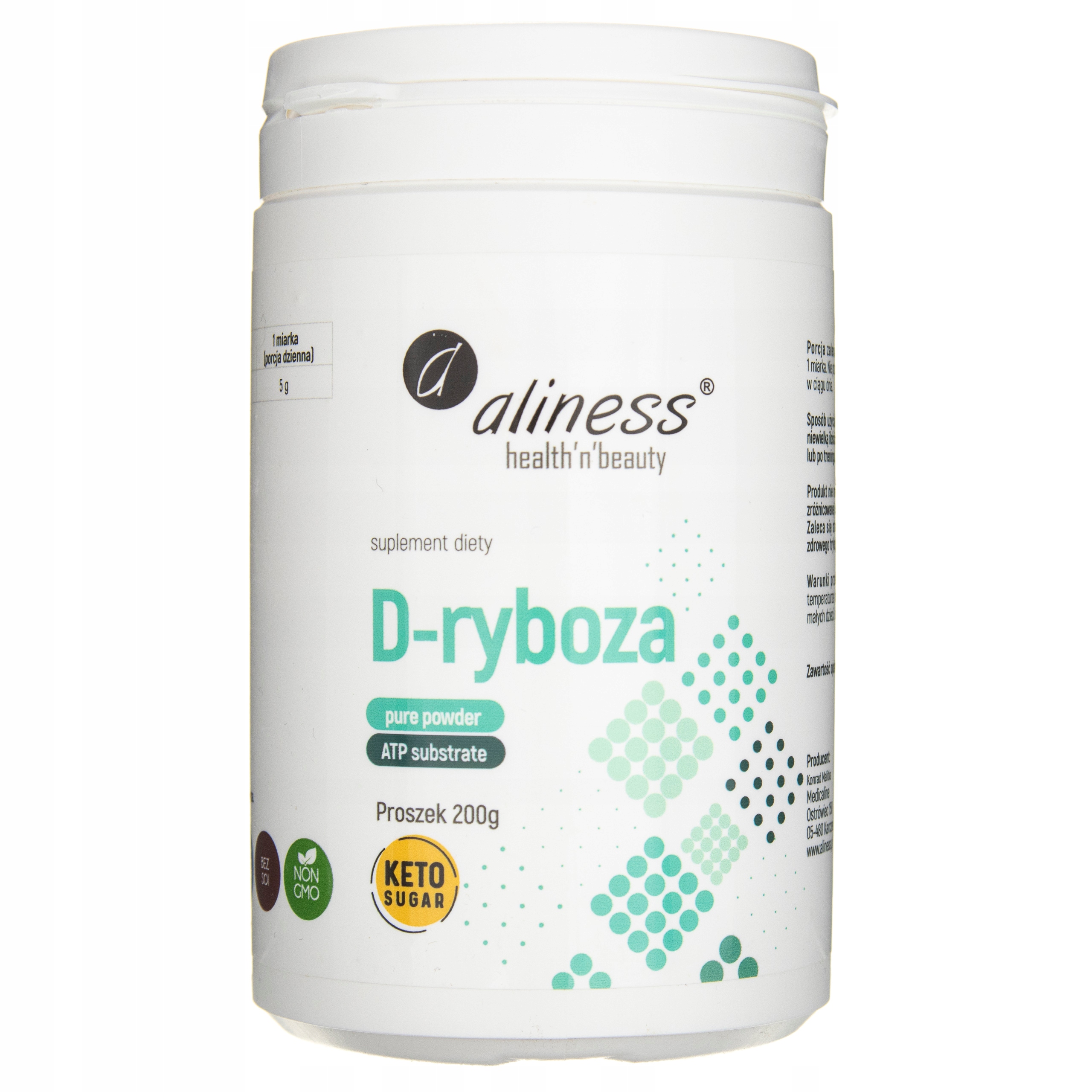 Aliness D-ryboza proszek Suplement diety jako keto słodzik 200 g