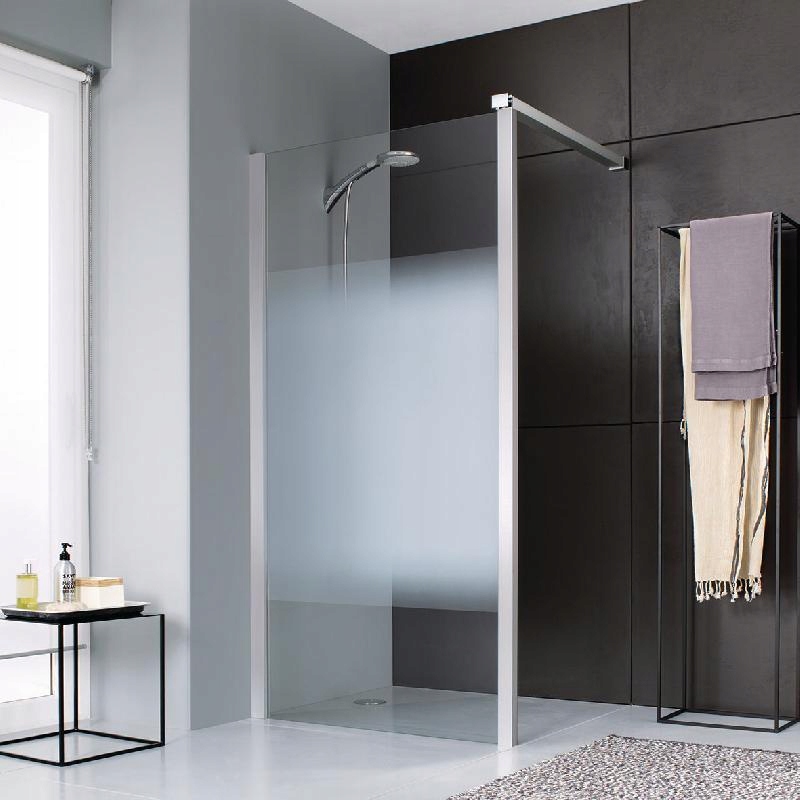 Ścianka Walk-in 140 CM Szkło Mrożone Pas Francuska