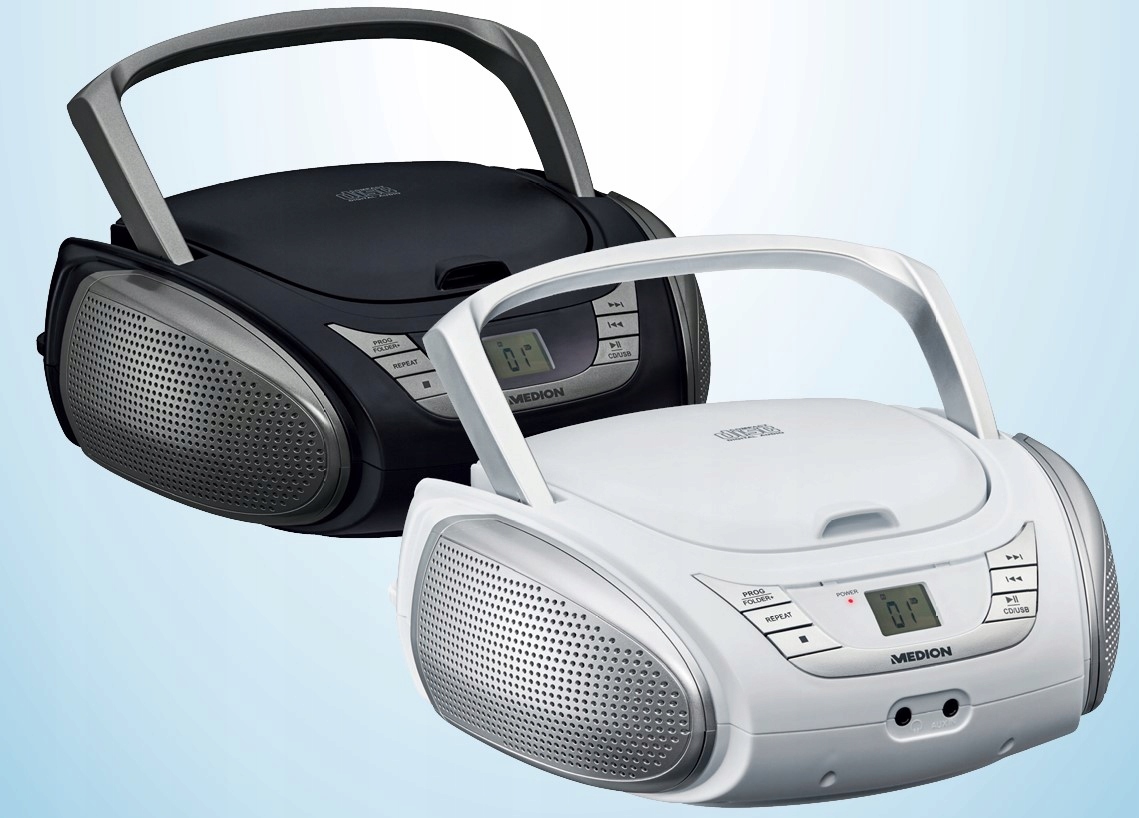 BOOMBOX PRZENOŚNE RADIO FM CD MP3 USB AUX IN WYJŚCIE SŁUCHAWKOWE EAN (GTIN) 4061459313833