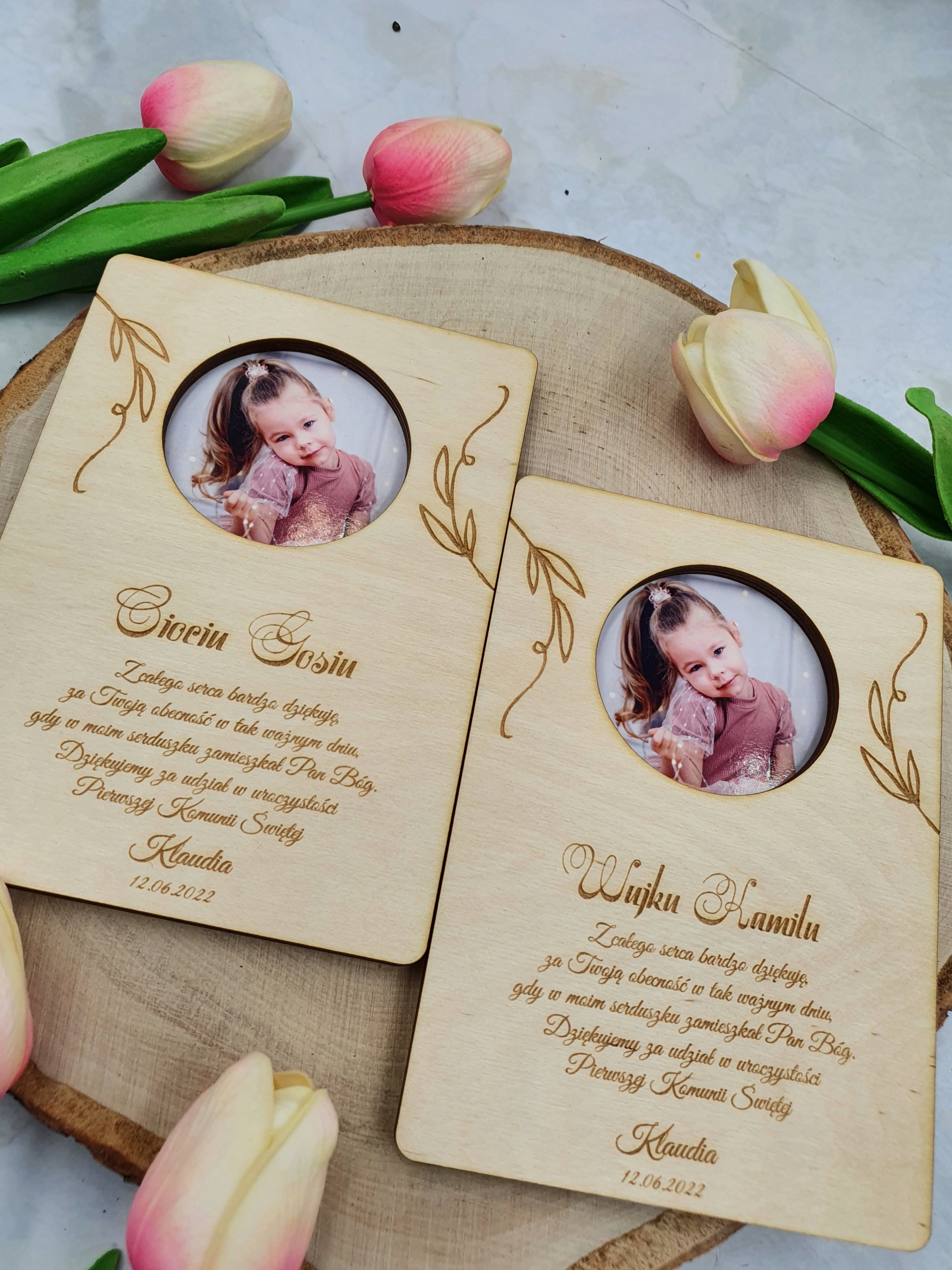 Podziękowanie ze zdjęciem dla CHRZESTNYCH KOMUNIA Rodzaj inny