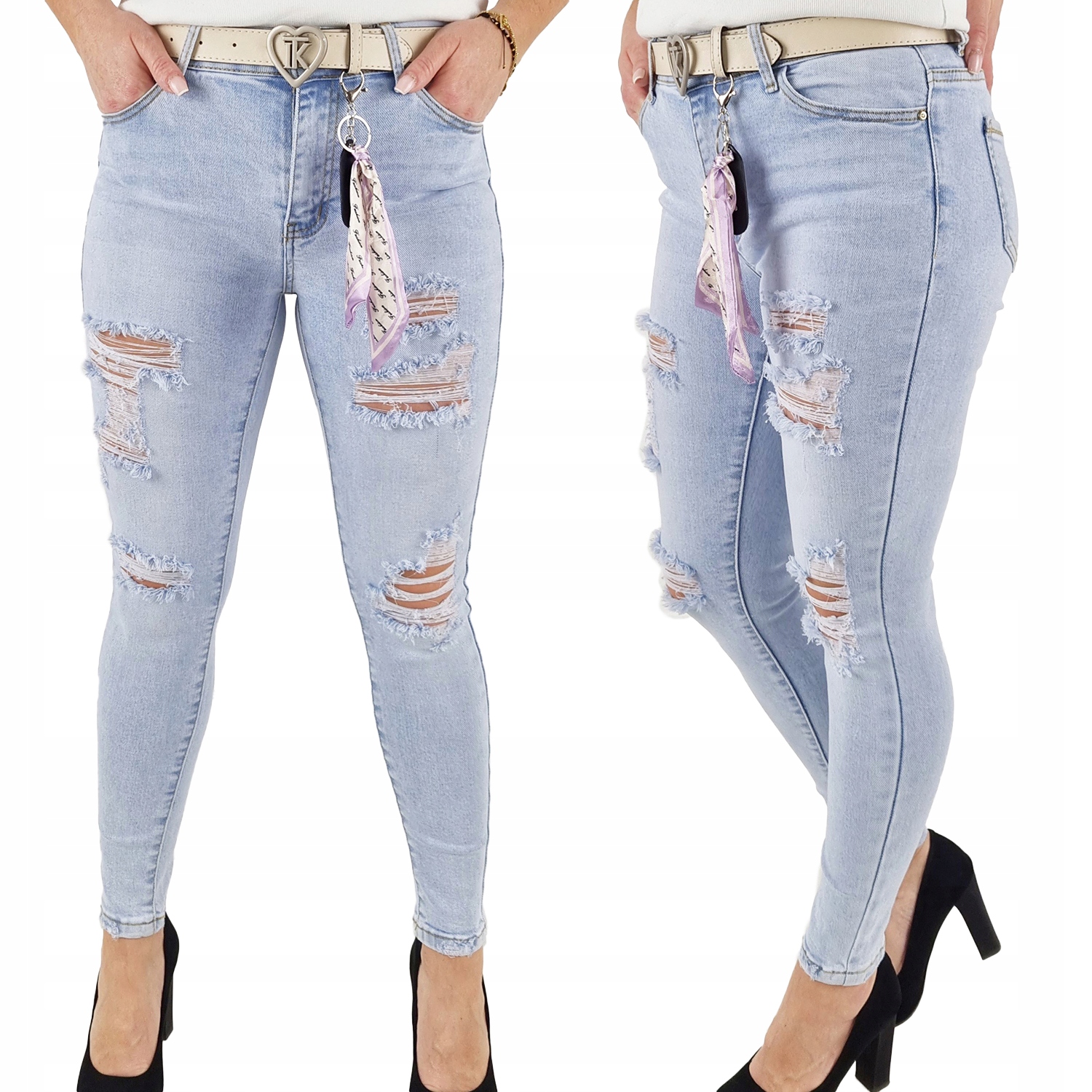 M. Sara Premium Special Best Jeansy spodnie damskie Rurki Push Up Blue