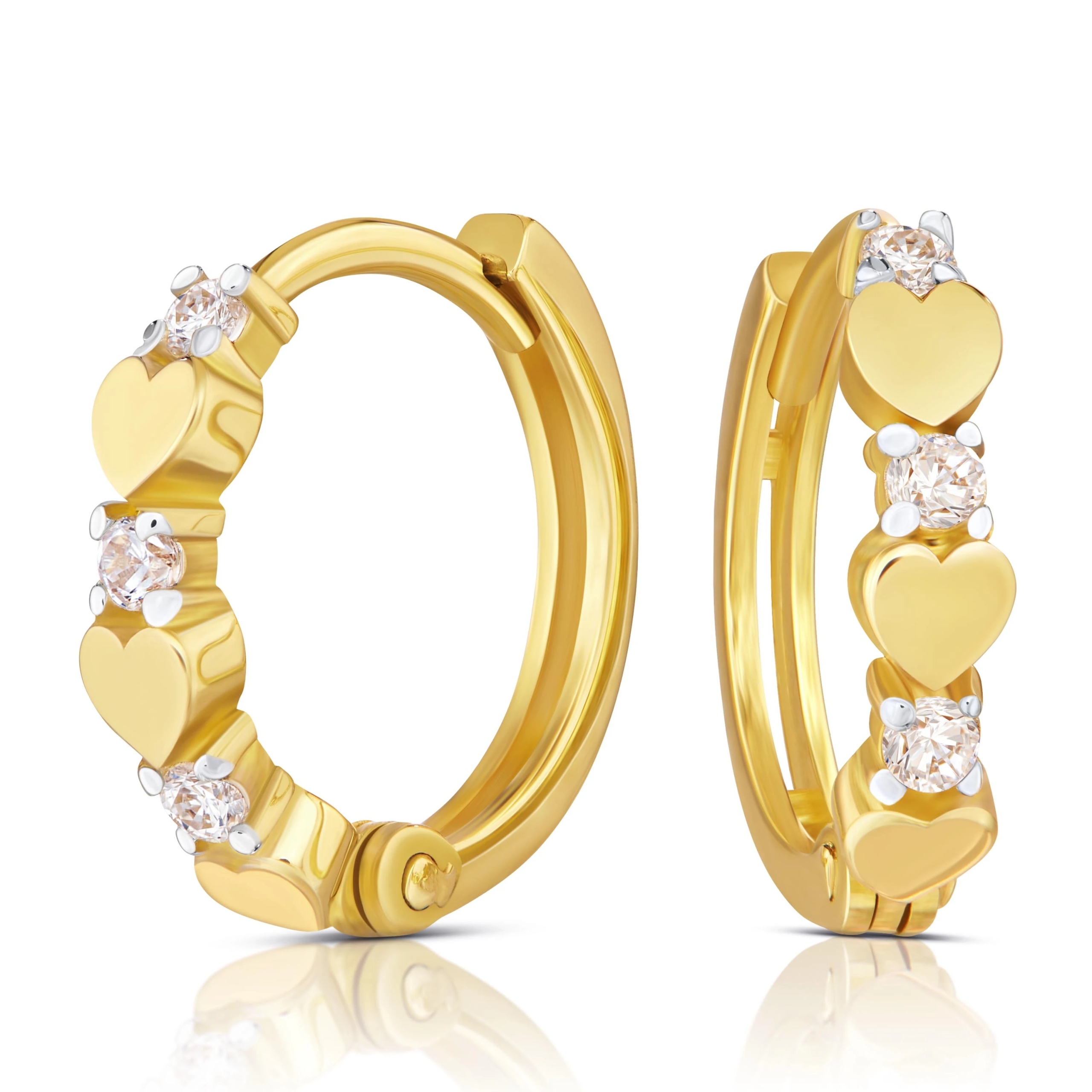 Zlaté Náušnice 585 Kolečka Srdíčka Na Zacvaknutí Pro Dívku Svaté Přijímání