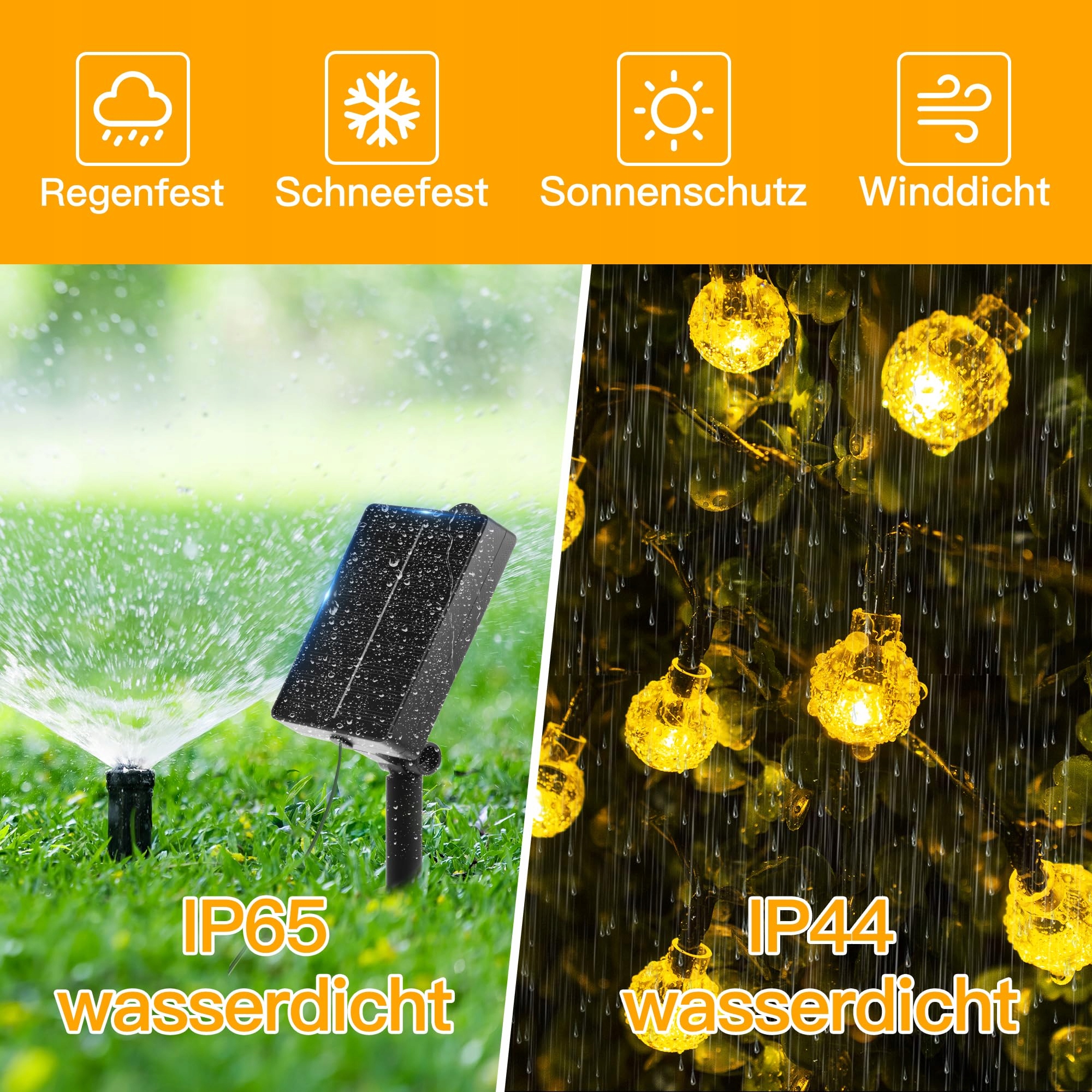 OLLNY Solarna Girlanda Zewnętrzna 5M 30 LED IP65 Wodoodporna 8 Trybów — miniatura 4
