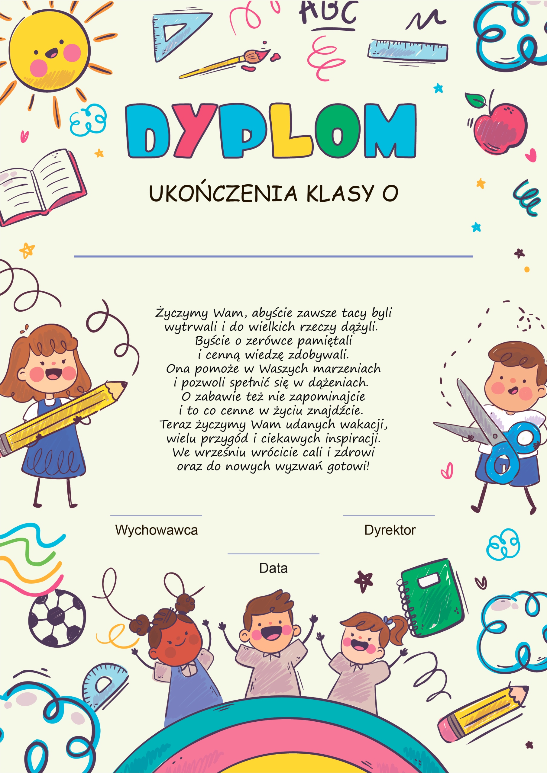 

Dyplom ukończenia Zerówki A4 wz. 3