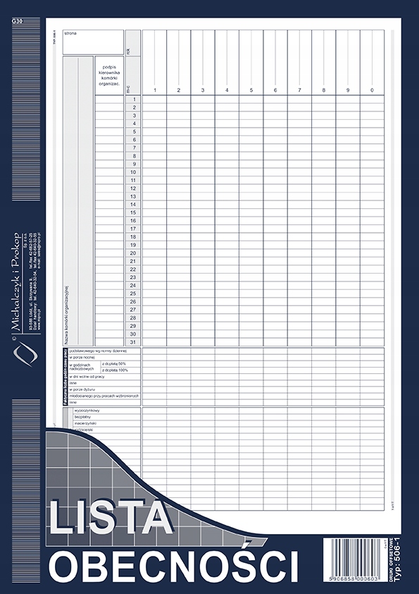 

Lista Obecności A4 506-1
