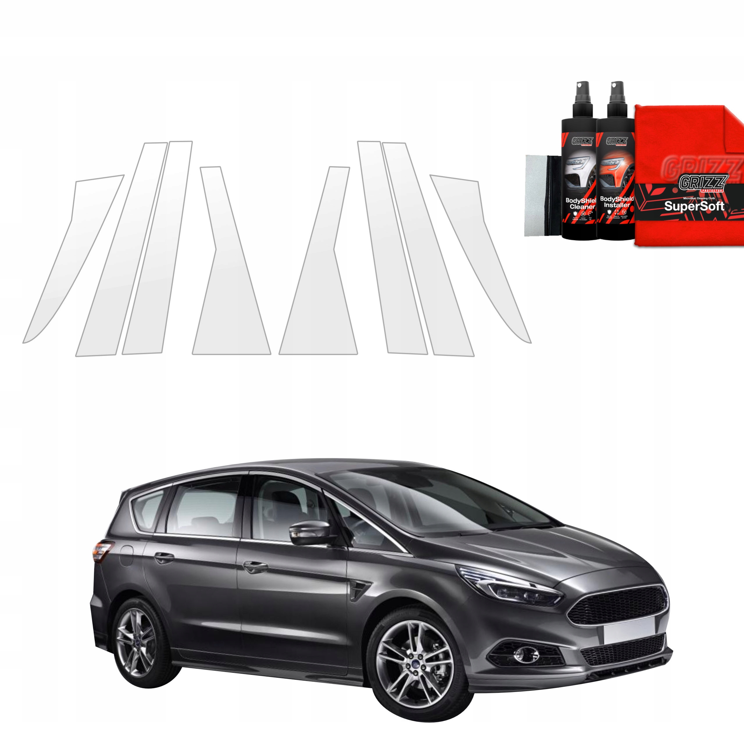 8v1 Fólie Ppf dýha na sloupky pro Ford S-Max MK2 (2015-2019)